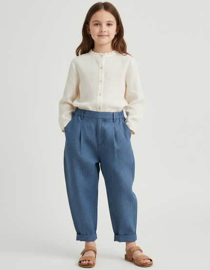 Pantalon Baggy Bleu Jean Ample Décontracté Enfant