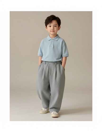 Pantalon Baggy Garçon Gris Jogging Coton - Molleton