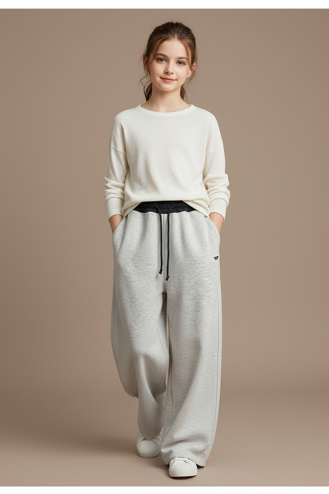 Pantalon Baggy Gris Ample Coton Sport Enfant - Molleton
