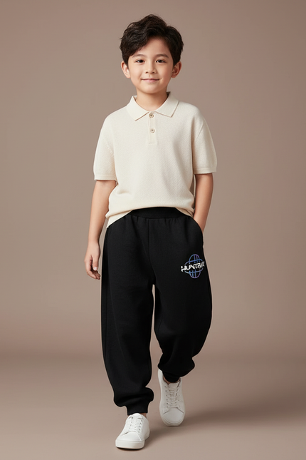 Pantalon Baggy Noir Ample Molleton Imprimé Enfant