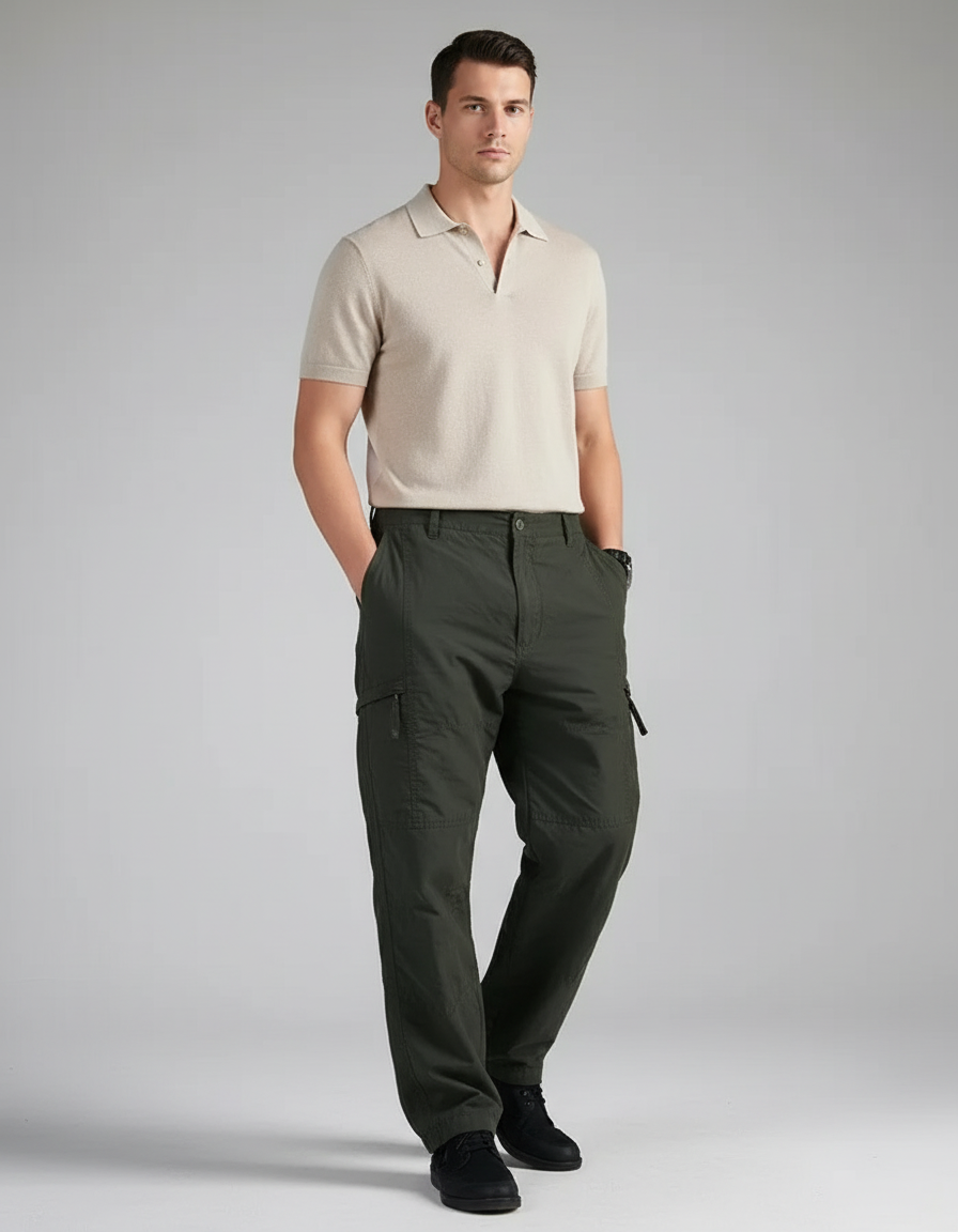 Pantalon Baggy Cargo Vert Militaire Décontracté Ample - Toile