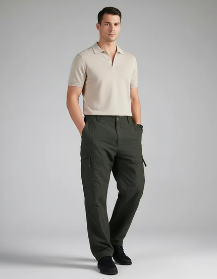 Pantalon Baggy Cargo Vert Militaire Décontracté Ample - Toile