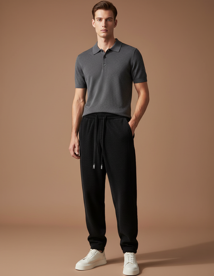 Pantalon Baggy Noir Côtelé Ample Décontracté Homme - Cordé