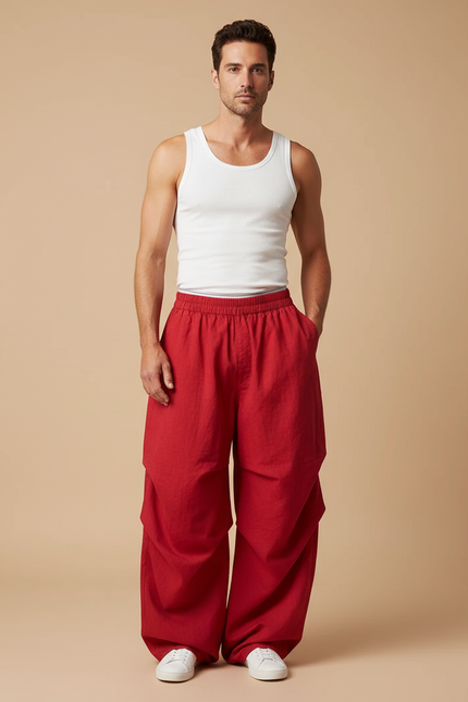 Pantalon Sarouel Baggy - Rouge Lin