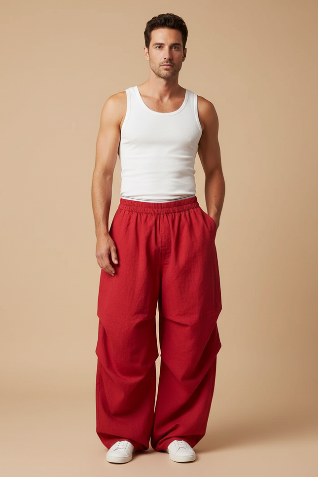 Pantalon Sarouel Baggy - Rouge Lin