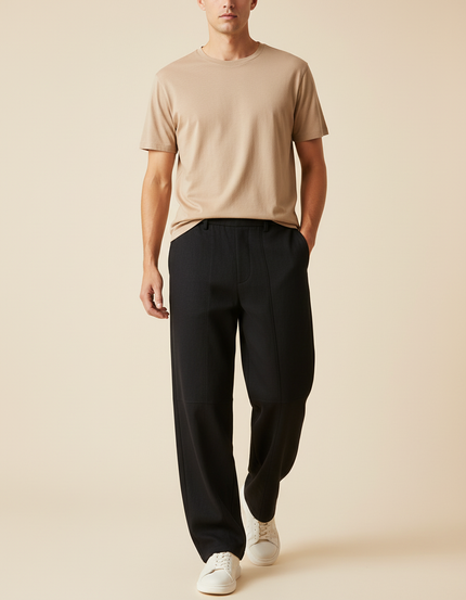 Pantalon Baggy Noir Ample Droit Décontracté Homme - Gabardine