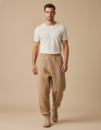 Pantalon Baggy Beige Harem Ample Décontracté Homme - Molleton