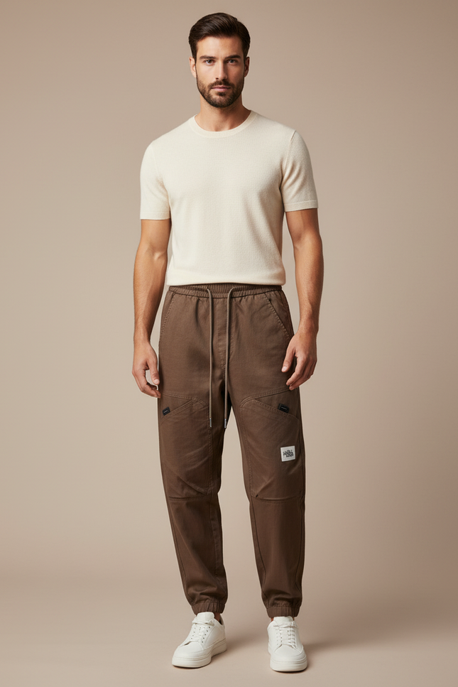 Pantalon Baggy Marron Cargo Coton Homme Décontracté - Toile