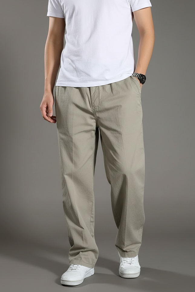 Pantalon Baggy Homme Beige - Kaki Coton