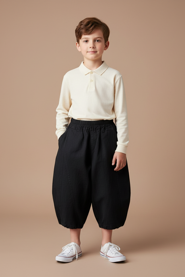 Pantalon Baggy Noir Ample Coton Enfant Unisexe