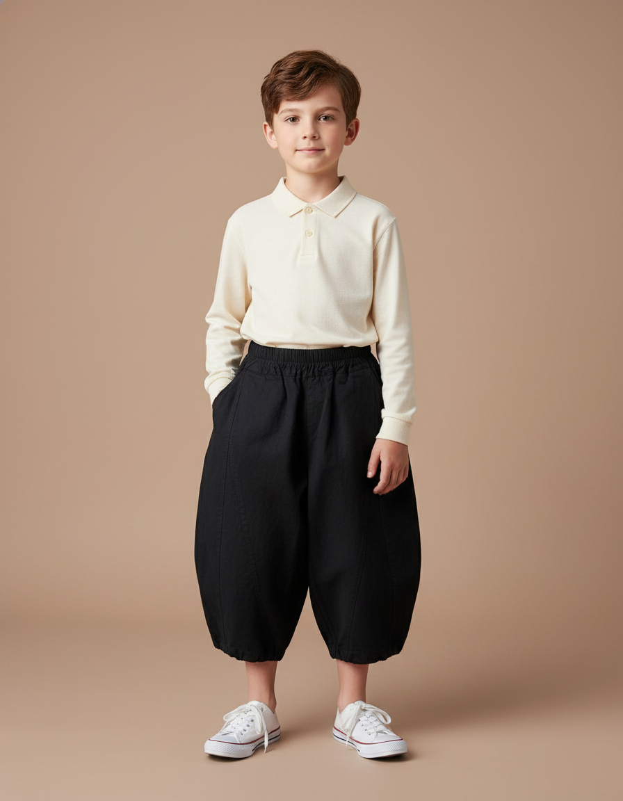 Pantalon Baggy Noir Ample Coton Enfant Unisexe