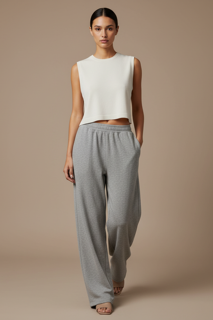 Pantalon Baggy Gris Ample Confortable Décontracté - Molleton