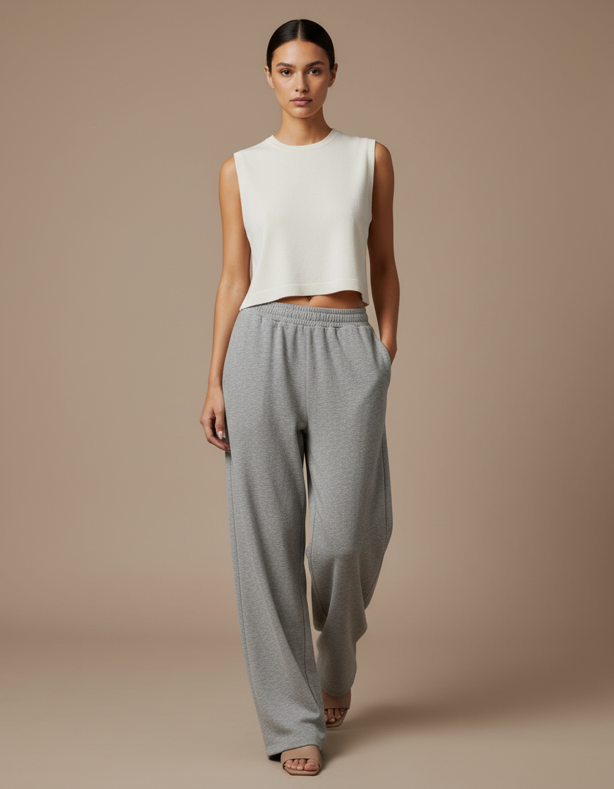 Pantalon Baggy Gris Ample Confortable Décontracté - Molleton