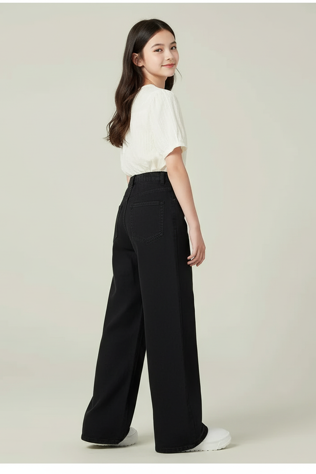 Pantalon Baggy Noir Denim Large Confortable Fille - Jean