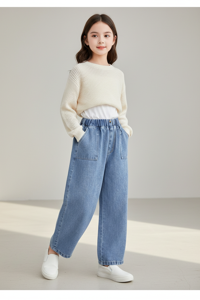 Pantalon Baggy Jean Bleu Ample Confortable Enfant