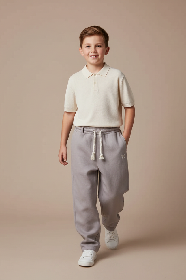 Pantalon Baggy Gris Ample Coton Étoile Enfant - Molleton
