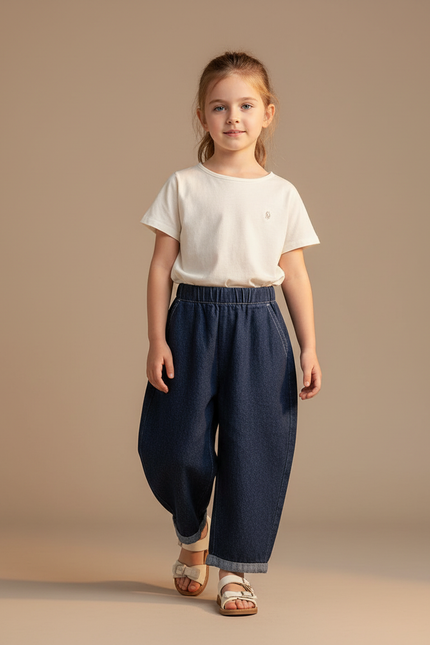 Pantalon Baggy Denim Bleu Ample Enfant Décontracté - Jean