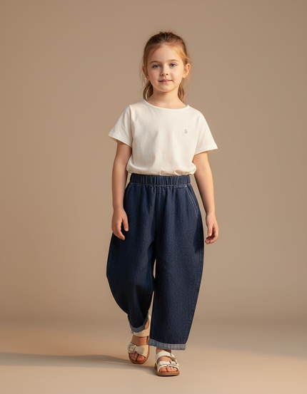 Pantalon Baggy Denim Bleu Ample Enfant Décontracté - Jean