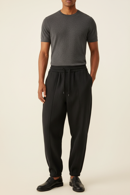 Pantalon Baggy Noir Tendance Ample Sportif Homme - Molleton