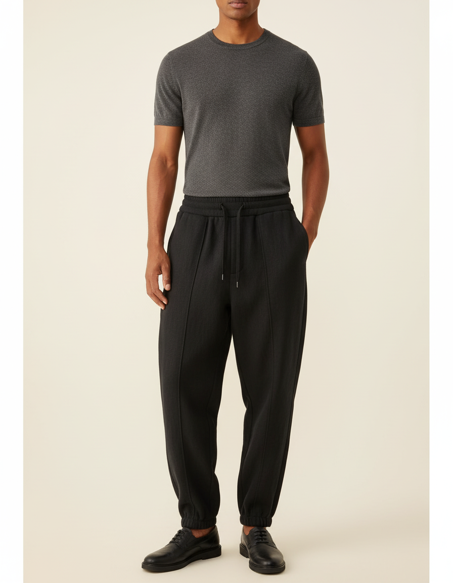 Pantalon Baggy Noir Tendance Ample Sportif Homme - Molleton