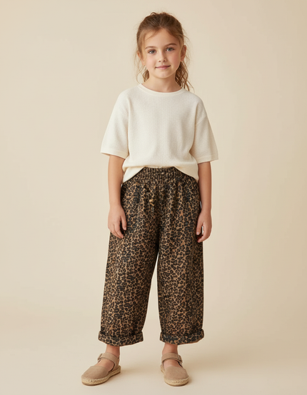 Pantalon Baggy Léopard Ample Confortable Fille - Imprimé Toile