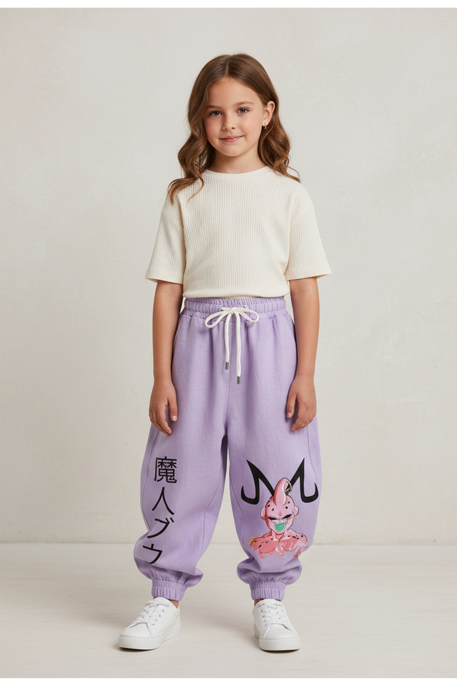 Pantalon Baggy Lilas Ample Coton Majin Buu Fille - Violet Molleton