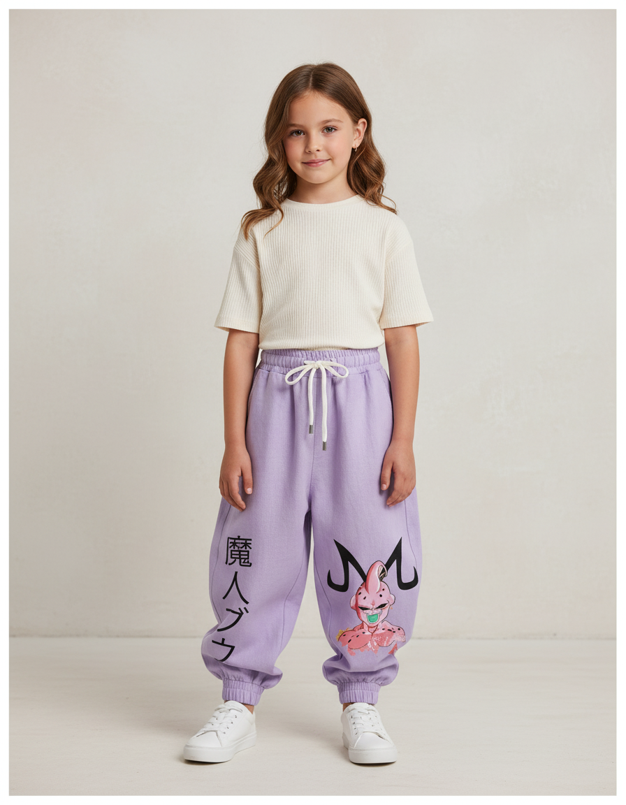 Pantalon Baggy Lilas Ample Coton Majin Buu Fille - Violet Molleton