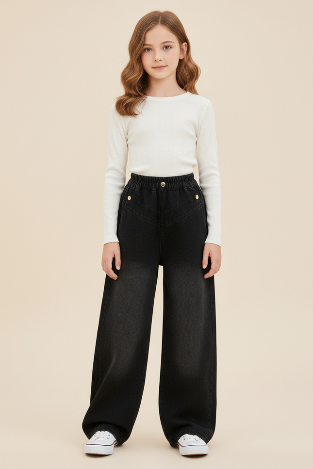 Pantalon Baggy Noir Dégradé Ample Denim Enfant - Jean