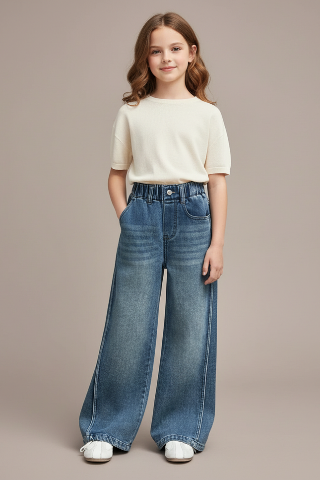 Pantalon Baggy Jean Bleu Large Ample Fille