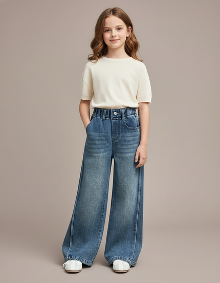 Pantalon Baggy Jean Bleu Large Ample Fille