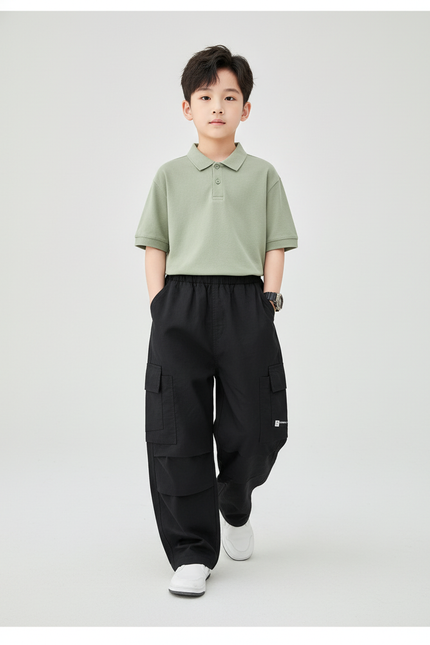 Pantalon Baggy Noir, Ample, Cargo, Coton, Streetwear, Unisexe - Toile