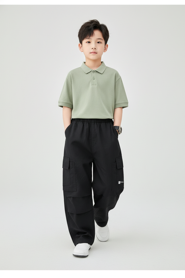 Pantalon Baggy Noir, Ample, Cargo, Coton, Streetwear, Unisexe - Toile