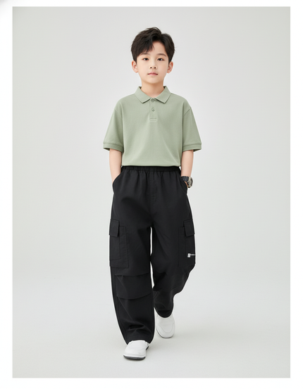 Pantalon Baggy Noir, Ample, Cargo, Coton, Streetwear, Unisexe - Toile