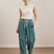 Pantalon Baggy Vert Cordon Côtelé Ample Femme - Cordé