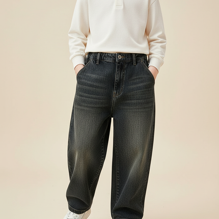 Pantalon Baggy Garçon Noir Taille Élastique - Jean