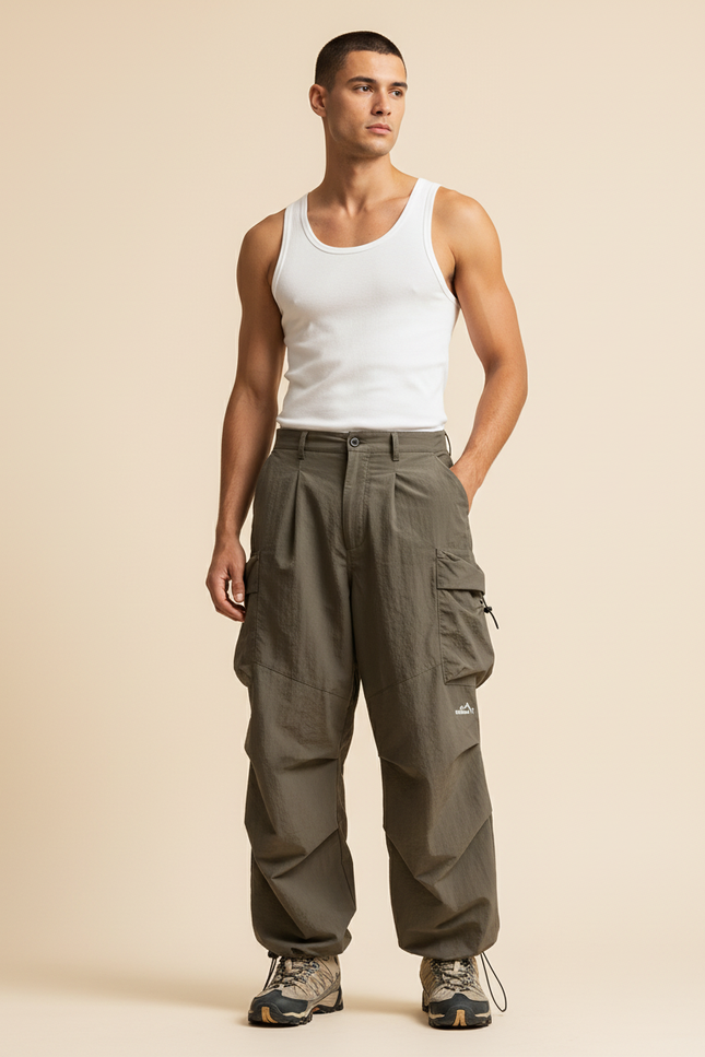 Pantalon Baggy Kaki Cargo Ample Homme Sport - Polyester