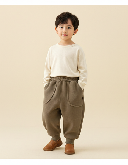 Pantalon Baggy Kaki Molleton Ample Confortable Enfant