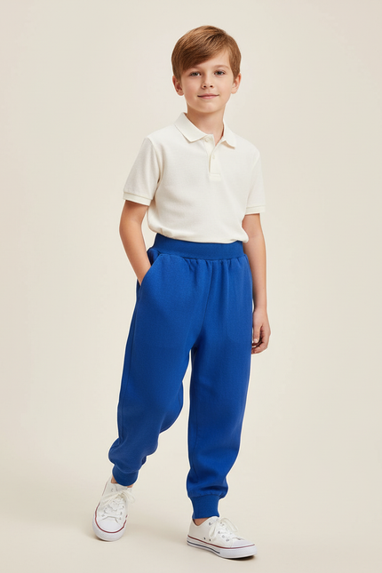 Pantalon Baggy Bleu Royal Coton Ample Décontracté Enfant - Molleton