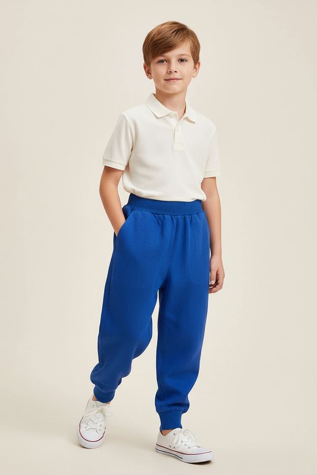 Pantalon Baggy Bleu Royal Coton Ample Décontracté Enfant - Molleton