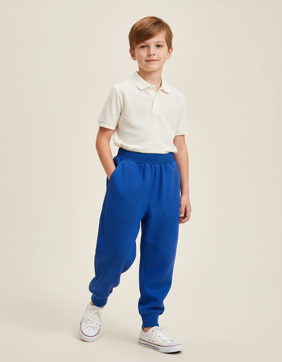 Pantalon Baggy Bleu Royal Coton Ample Décontracté Enfant - Molleton