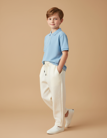 Pantalon Baggy Crème Coton Ample Confortable Enfant - Beige Molleton