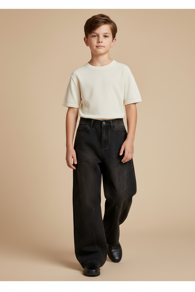 Pantalon Baggy Jean Noir Ample Décontracté Unisexe