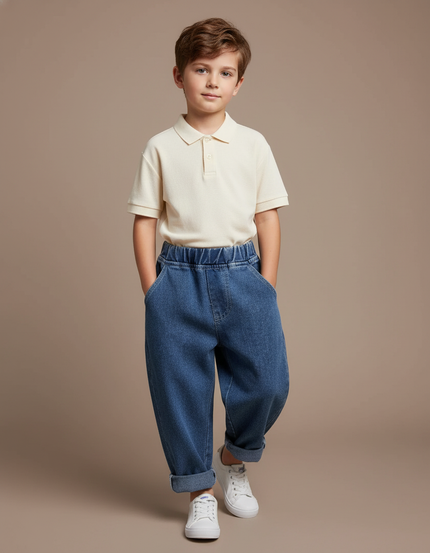 Pantalon Baggy Jean Bleu Ample Confortable Élastique