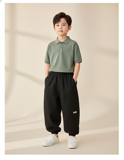 Pantalon Baggy Noir Ample Cargo Décontracté Garçon - Coton