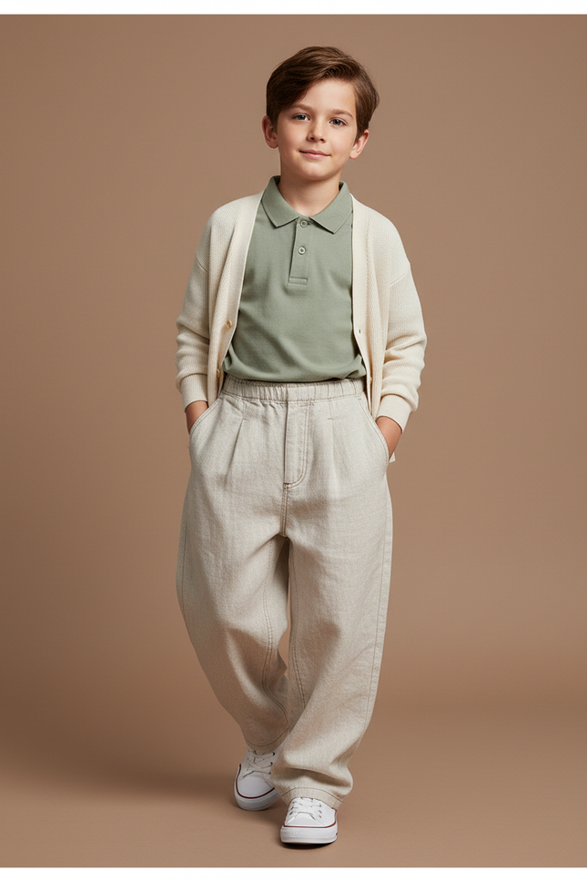 Pantalon Baggy Beige Lin Ample Enfant