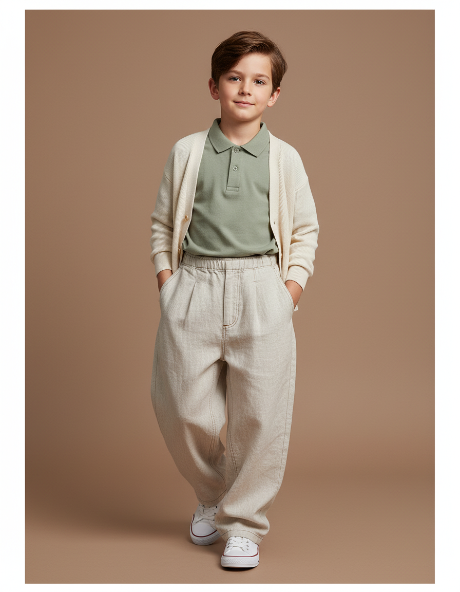 Pantalon Baggy Beige Lin Ample Enfant
