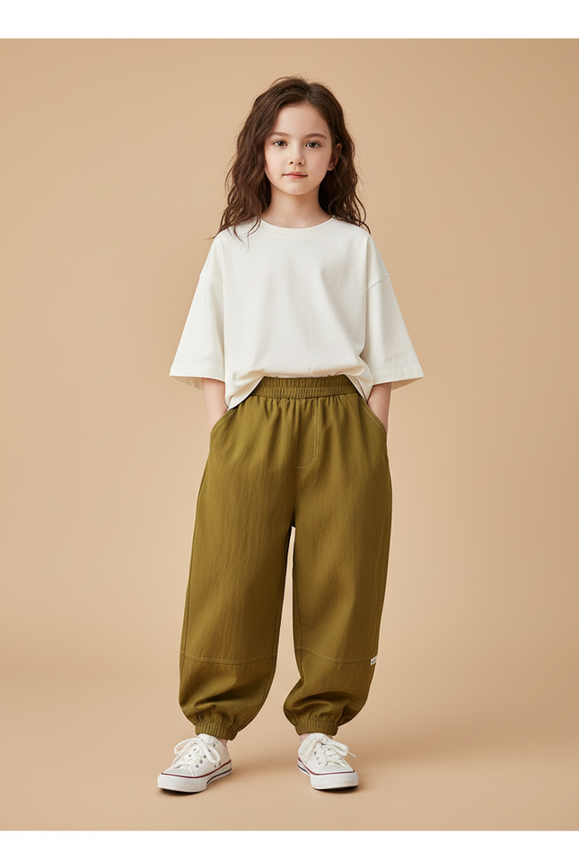 Pantalon Baggy Kaki Ample Coton Sport Enfant
