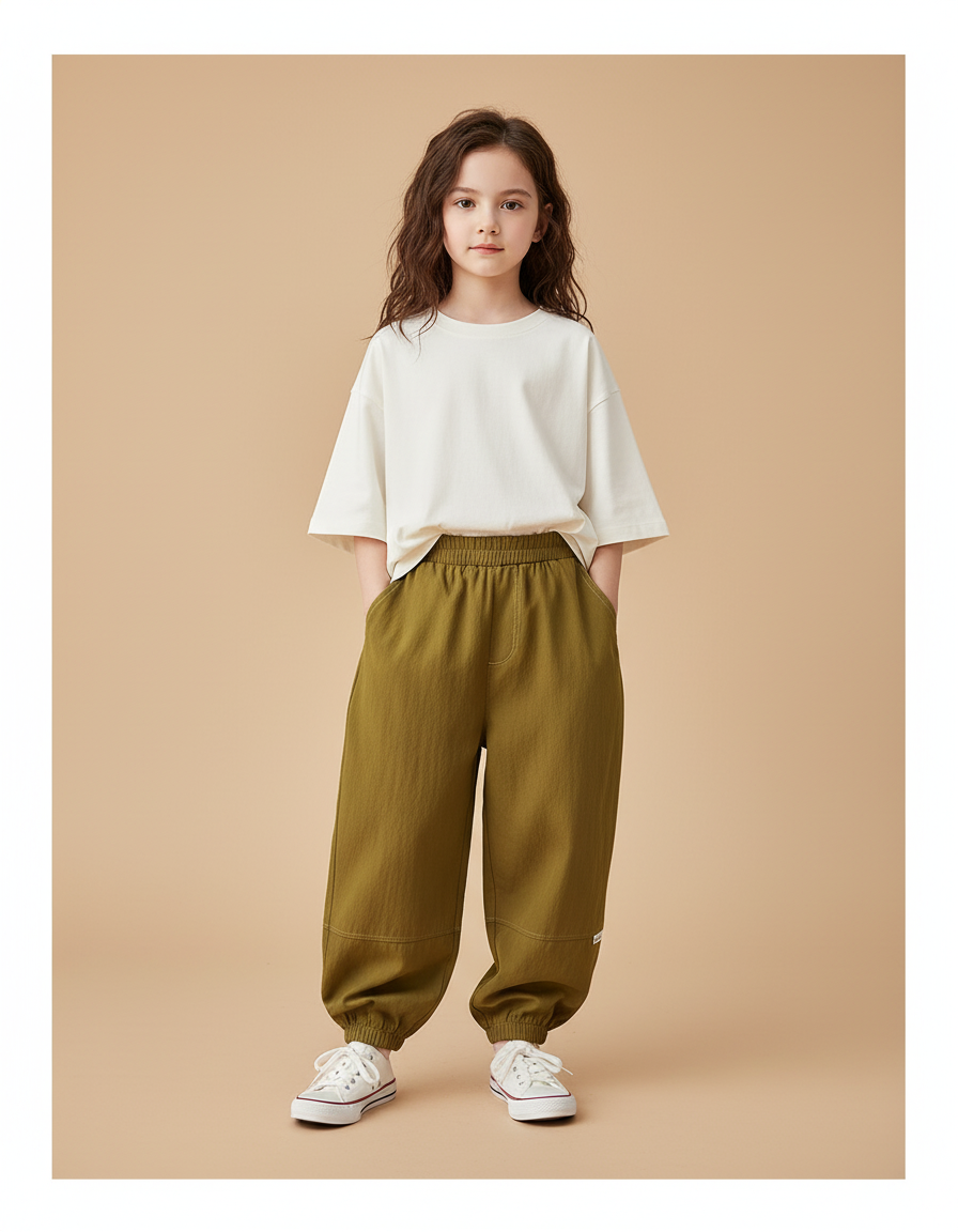 Pantalon Baggy Kaki Ample Coton Sport Enfant