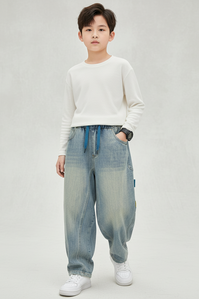Pantalon Baggy Garçon Bleu Parachute - Jean