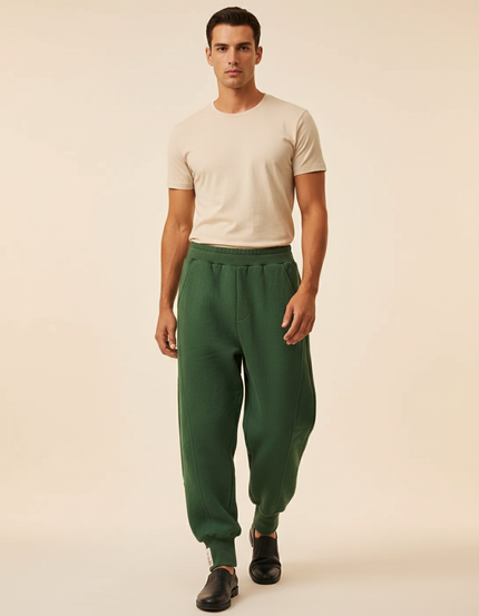 Pantalon Baggy Vert Ample Décontracté Homme Molletonné